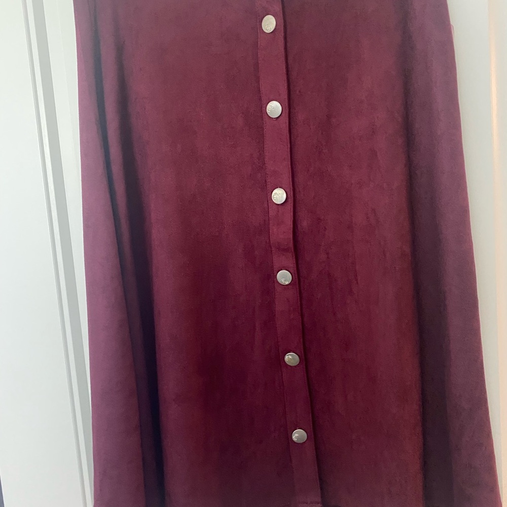 Elegant Burgundy Button-Down Skirt